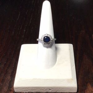 925 Sterling Silver Blue Sapphire & White Topaz